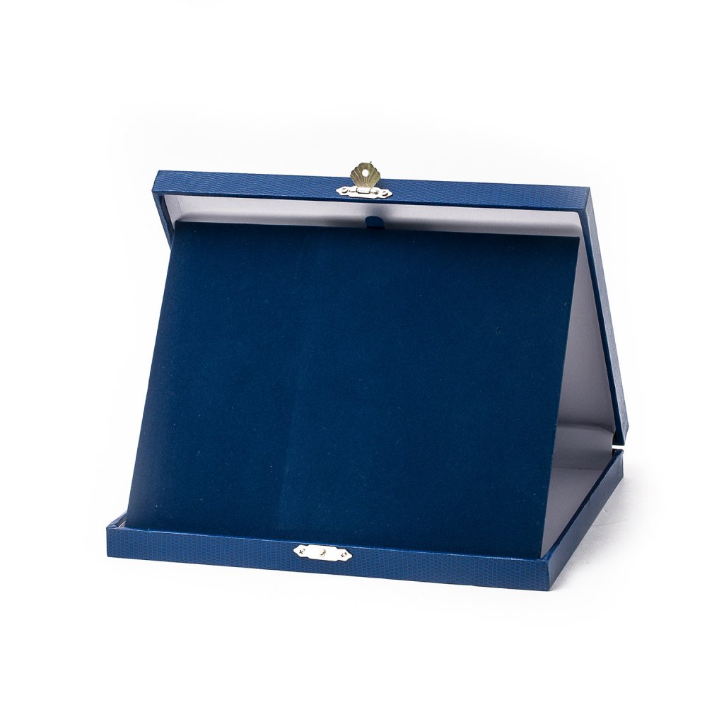 Műbőr hatású kék plakettdoboz