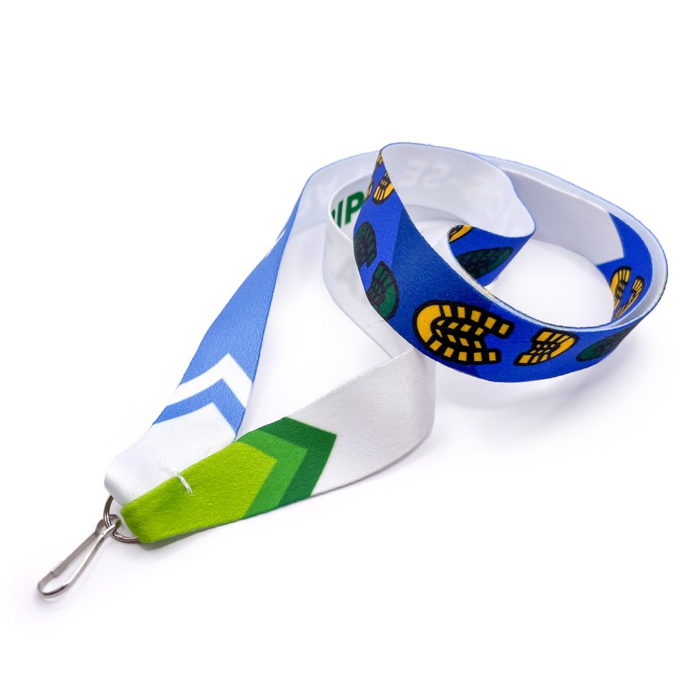 Egyedi egyoldalas szublimált szatén szalag karabinerrel