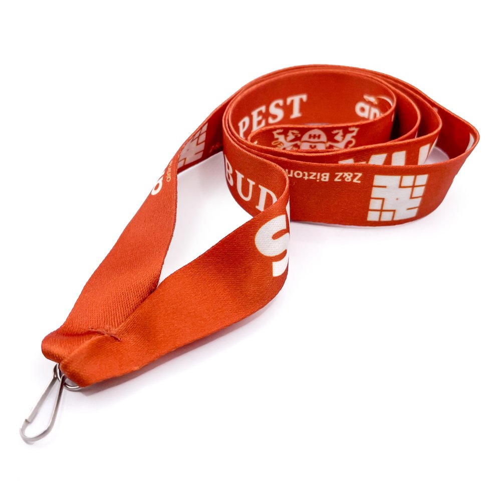 Egyedi kétoldalas szublimált szatén szalag karabinerrel